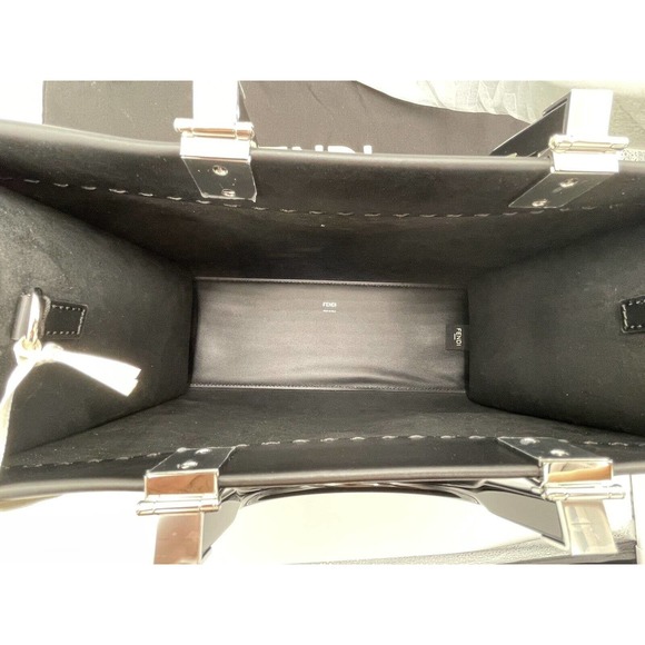 ❌❌SOLD!❌❌NEW Fendi Sunshine Tote Medium Black Leather Shopper Shoulder Bag Purse - Picture 10 of 11